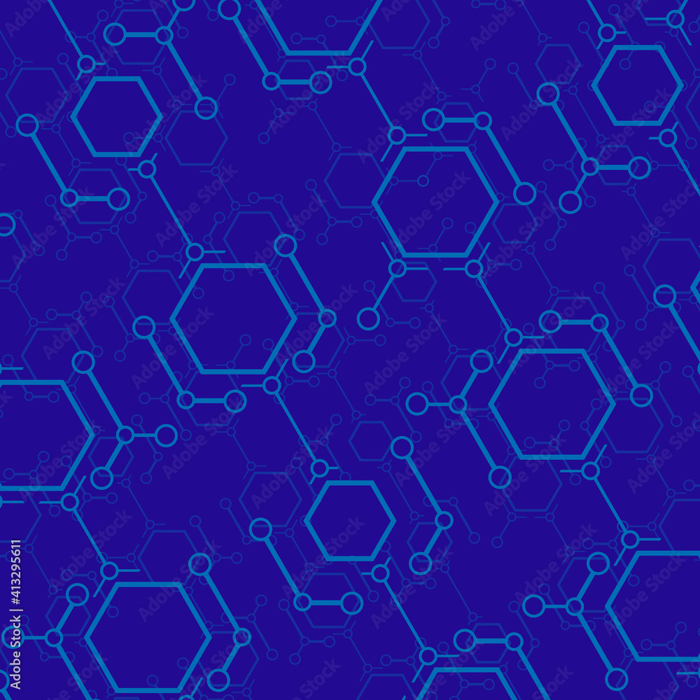 seamless chemical hexagon pattern on blue background seamless chemical hexagon pattern on blue background