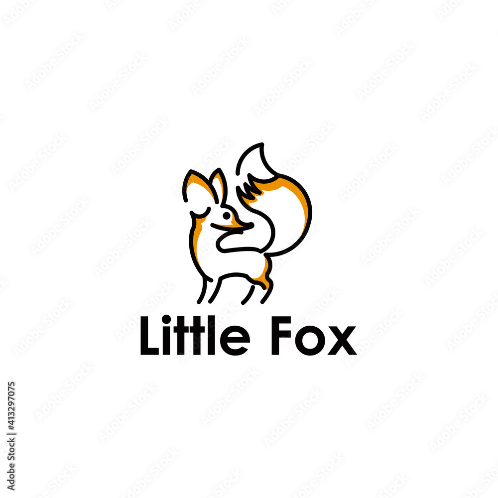Simple Art Line Little Fox, Logo Design Icon Template Simple Art Line Little Fox, Logo Design Icon Template