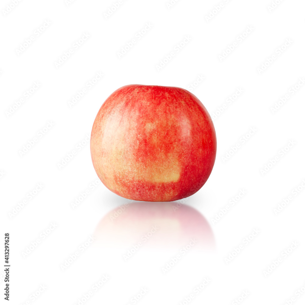 Fresh red apple isolated with reflection on white background. Fresh red apple isolated with reflection on white background.