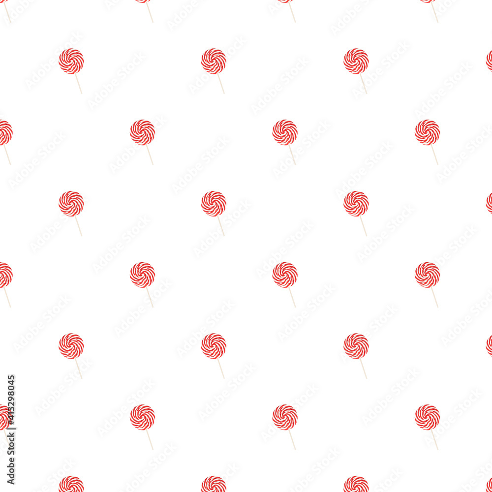 Red and white swirl lollipop seamless pattern, happy birthday, new year, Christmas greeting card, invitation. Fabric print design background. Red and white swirl lollipop seamless pattern, happy birthday, new year, Christmas greeting card, invitation. Fabric print design background.
