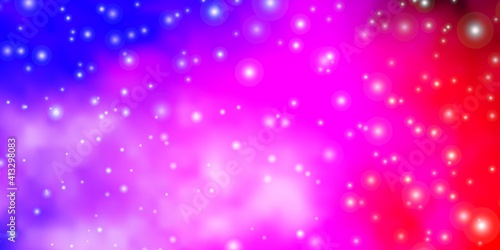 Light Pink  Blue vector layout with bright stars.