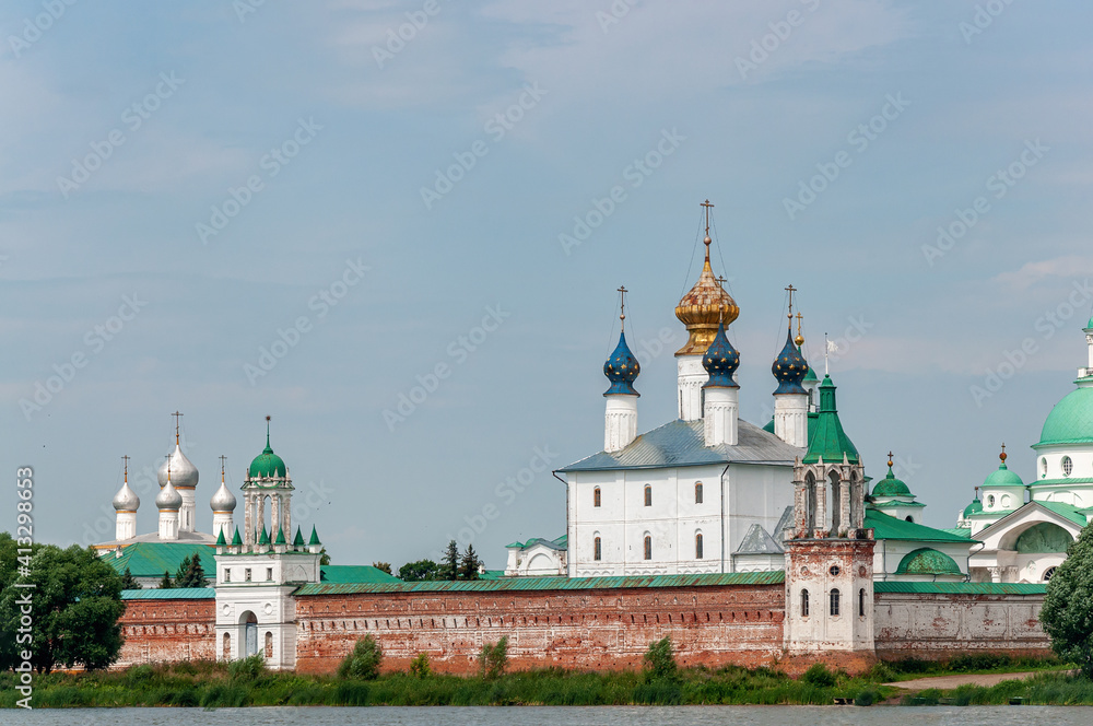 View of Spaso-Yakovlevsky Monastery in Rostov from Nero's lake