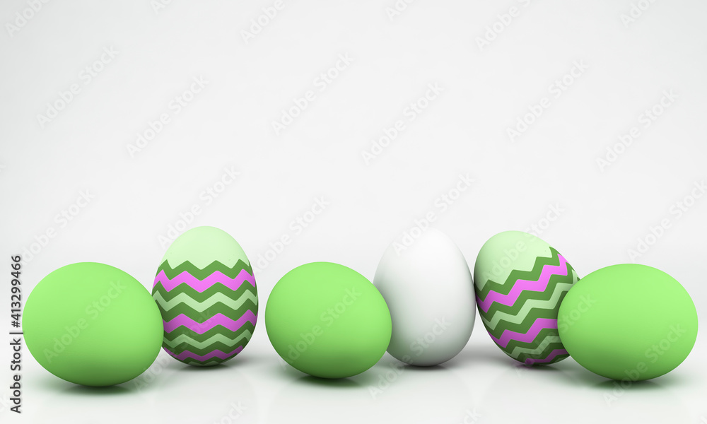 3D Illustration. Greeting card template for Easter holiday