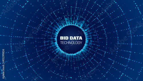 Bigdata circle network. Bigdata stream. Big data flow to hole
