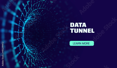 Data tunnel abstract vector background. Security tunnel protected data flow. Network security