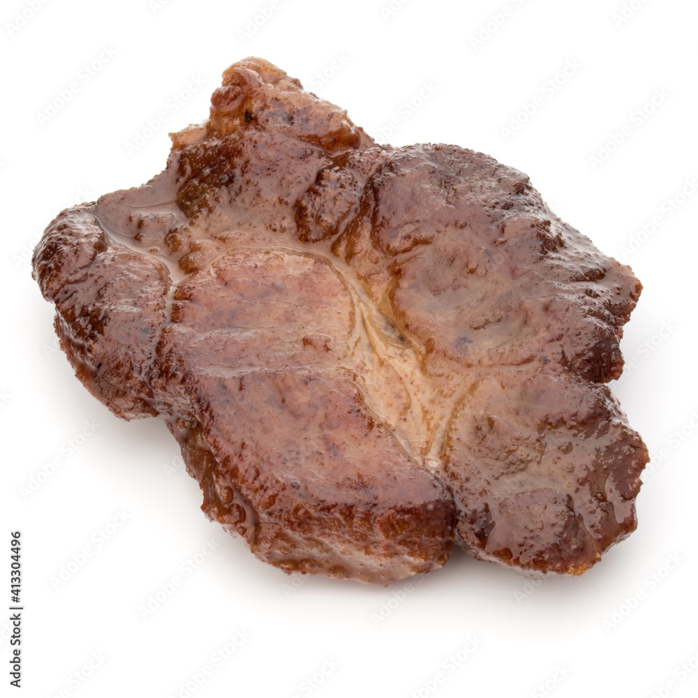 Cooked fried pork meat isolated on white background cutout Cooked fried pork meat isolated on white background cutout