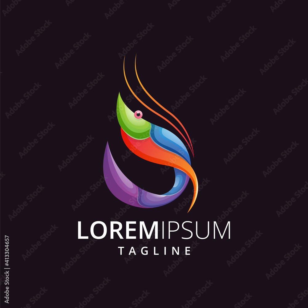 Fototapeta premium full color shrimp logo design with modern style unique vector