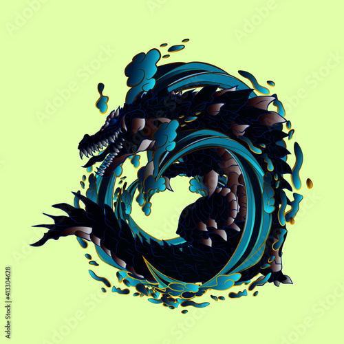 crocodile with big wave design vector illustration