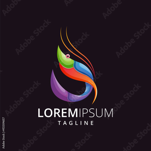 full color shrimp logo design with modern style unique vector