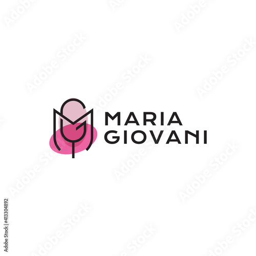 letter MG logo design with simple style unique vector