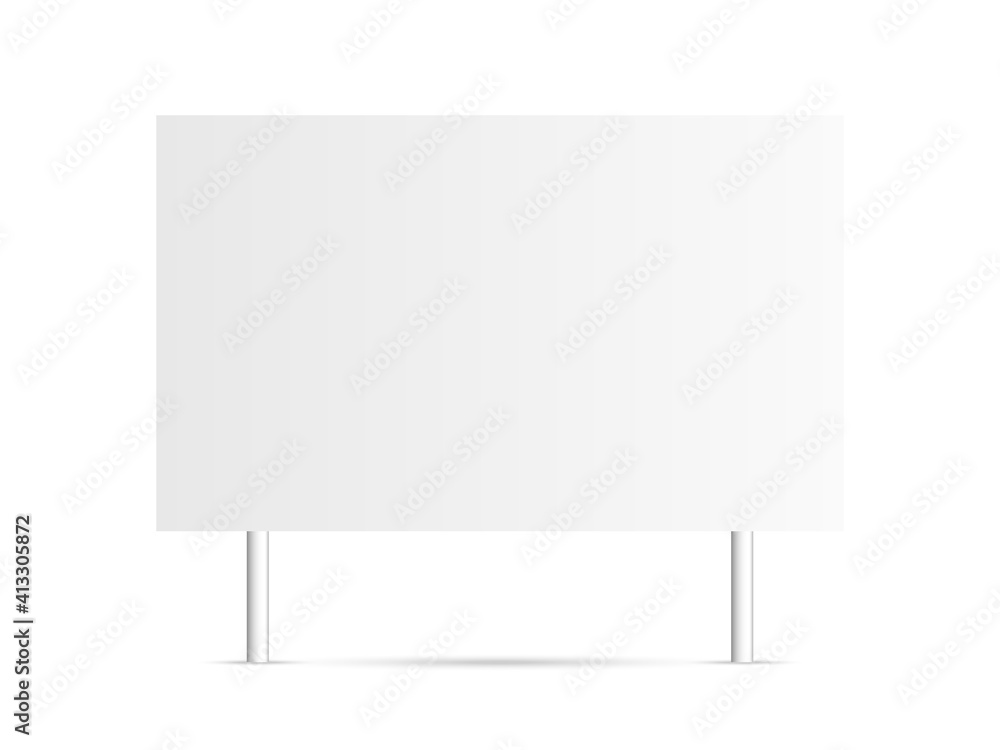 Sign blank on white backdrop. Isolated board mockup. Empty billboard with shadow. Signage mockup for advertising. Outdoor horizontal banner. Vector illustration Sign blank on white backdrop. Isolated board mockup. Empty billboard with shadow. Signage mockup for advertising. Outdoor horizontal banner. Vector illustration