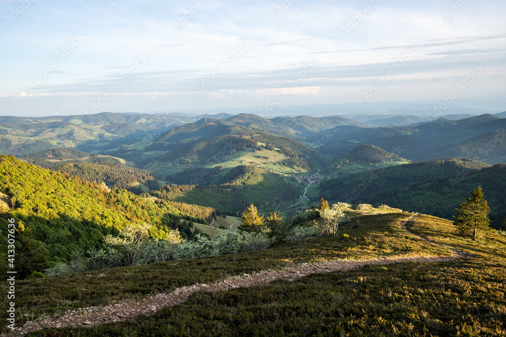 Naklejka premium Sunset at Belchen the most Beautiful Mountain of The Black Forest