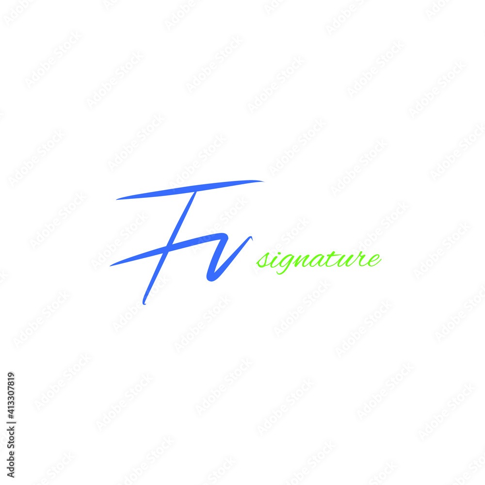 Fv initial handwriting logo for identity Fv initial handwriting logo for identity
