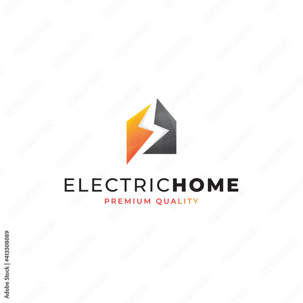 electric home logo design with modern style unique vector electric home logo design with modern style unique vector