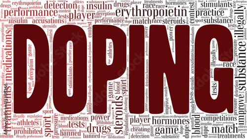 Doping in sports vector illustration word cloud isolated on a white background.