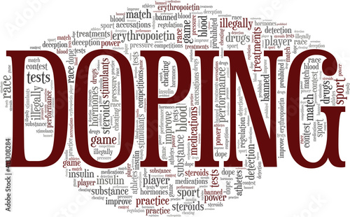 Doping in sports vector illustration word cloud isolated on a white background.