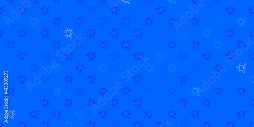 Dark blue vector background with covid-19 symbols.