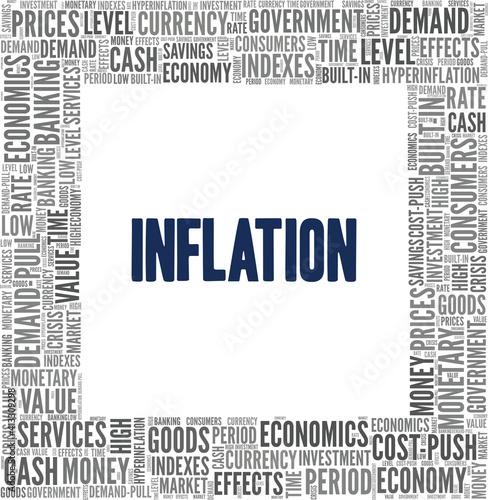 Inflation vector illustration word cloud isolated on a white background.