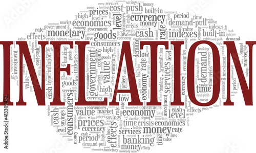 Inflation vector illustration word cloud isolated on a white background.