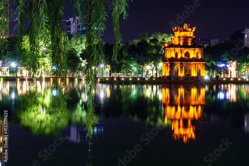The lake of the sword. Hanoi. Night landscape.