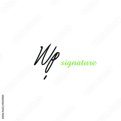 Wp handwritten initial logo for identity
