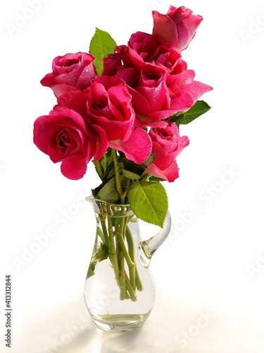 bouquet of beautiful pink roses close up