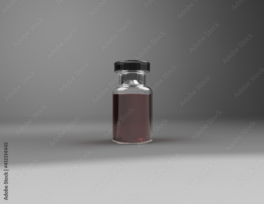 Glass vial bottle of vaccine liquid Glass vial bottle of vaccine liquid