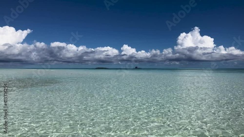White sand and transparent sea water. Nosy Iranjia near Nosy Be in Madagascar. Two islands connected by a tongue of sand influenced by the tide. Typical Malagasy boat. Panoramas of Madagascar.  Love.
