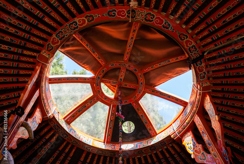 Tableau sur toile Interior of a mongolian yurt