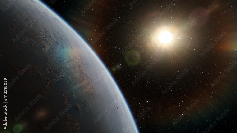 Planets and galaxy, science fiction wallpaper. Beauty of deep space. Billions of galaxy in the universe Cosmic art background 3d render