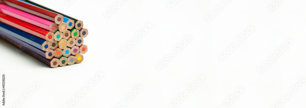 colored pencils on a white background. education concept. illustration of training. colored pencils on a white background. education concept. illustration of training.