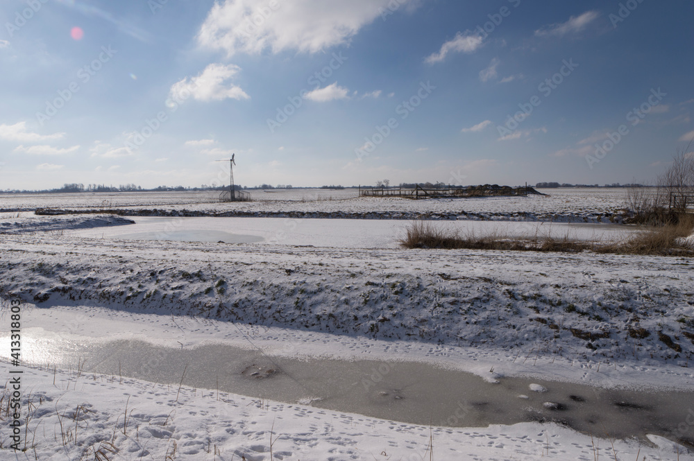 The snow covered meadows of Abcoude, The Netherlands The snow covered meadows of Abcoude, The Netherlands