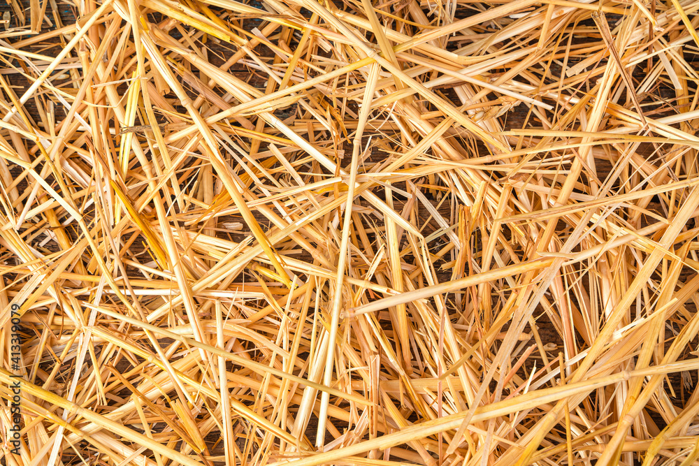 Background with yellow straw. Top view. The concept of background images. Background with yellow straw. Top view. The concept of background images.