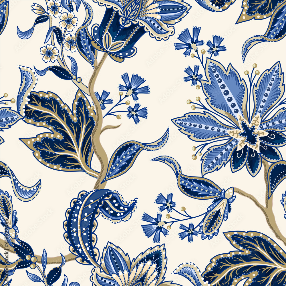 Ethnic seamless pattern with Indian ornament. Vector.