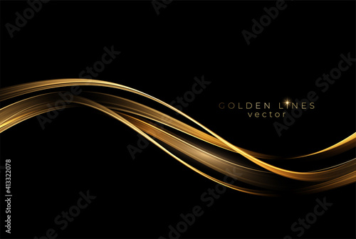 Abstract shiny color gold wave design element