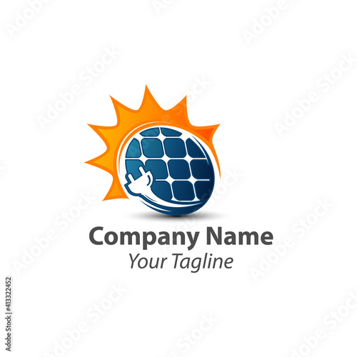 Sun solar energy logo design template. solar tech logo designs