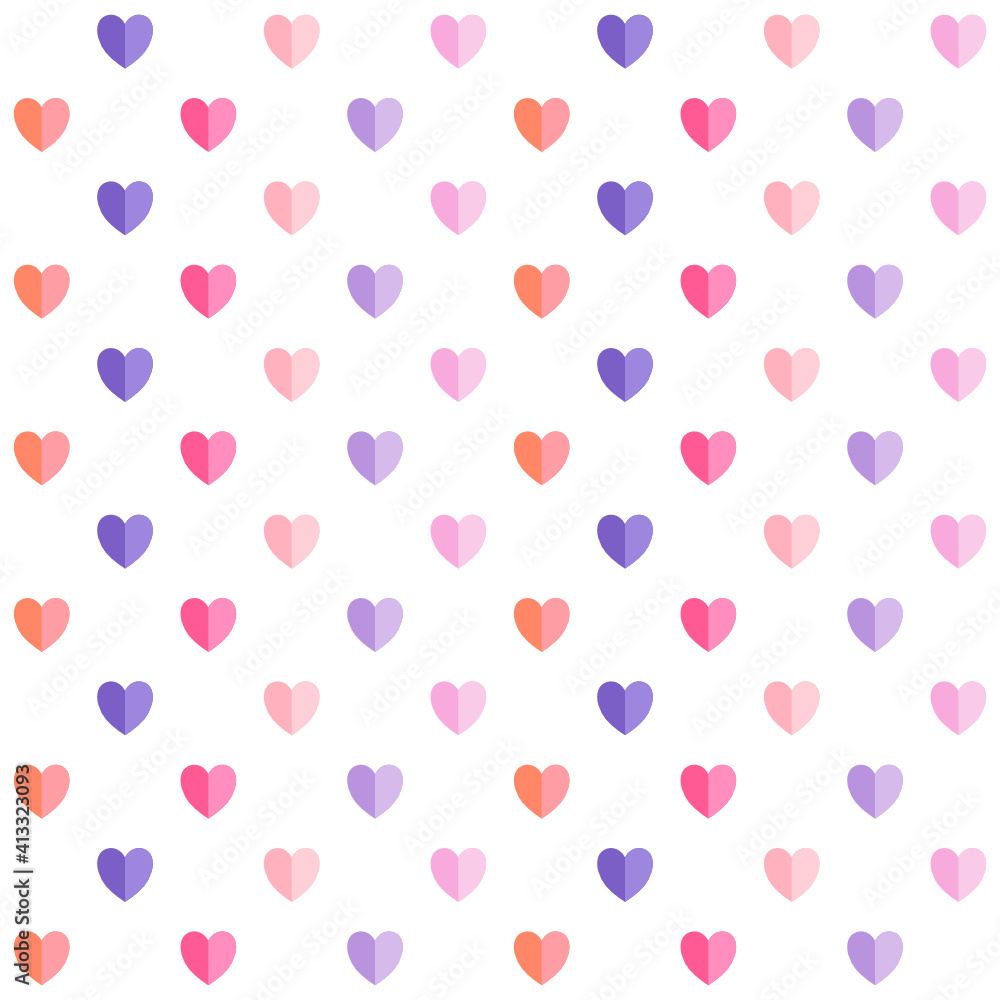 Sweet pastel seamless pattern design of two tone heart isolated on white background. Decorating for wrapping paper, wallpaper, fabric, backdrop and etc. Sweet pastel seamless pattern design of two tone heart isolated on white background. Decorating for wrapping paper, wallpaper, fabric, backdrop and etc.
