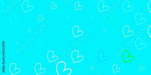 Light Blue, Green vector texture with lovely hearts.