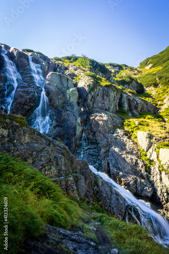 Wielka Siklawa - the largest waterfall in Poland. Five Polish Ponds Valley, Tatra Mountains, Poland