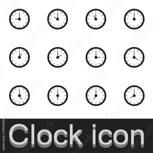 Set of the clock icon. Vector illustration.
