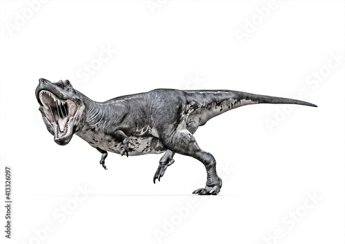 T-Rex, Tyrannosaurus rex, roar to front, 3D-Rendering © Martin