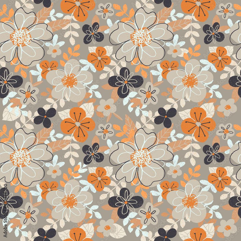 retro mood floral seamless pattern retro mood floral seamless pattern