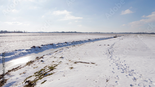 The snow covered meadows of Abcoude  The Netherlands