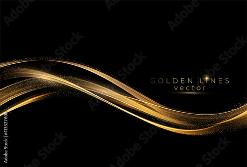 Abstract shiny color gold wave design element
