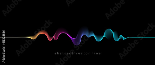 Abstract flowing wavy lines. Colorful dynamic wave. Vector design element for concept of music, party, technology, modern. photo