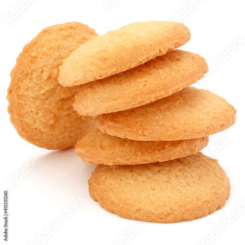 stacked short pastry cookies isolated on white background