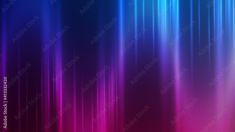 Neon abstract lines design on gradient background. Futuristic background for landing page.
Holographic gradient stripes. Shiny lines texture. Psychedelic neon color shading. Vector illustration.