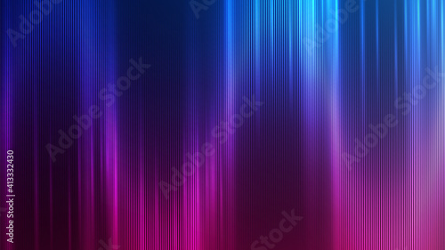 Neon abstract lines design on gradient background. Futuristic background for landing page. Holographic gradient stripes. Shiny lines texture. Psychedelic neon color shading. Vector illustration.