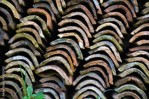 Pile of old roof tiles
