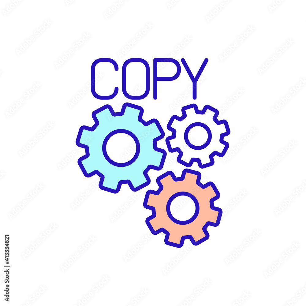 Business function RGB color icon. Copy and mechanism of work. New worker in organization. Improvement of level and development. Period adaptation of employee. Isolated vector illustration Business function RGB color icon. Copy and mechanism of work. New worker in organization. Improvement of level and development. Period adaptation of employee. Isolated vector illustration